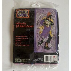 Totally Ghoul Vintage 90’s Y2K Inflatable 3D Door Cover Crashing Witch Broom